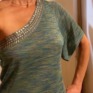 Love Token One -Shoulder Studded Top Size Small